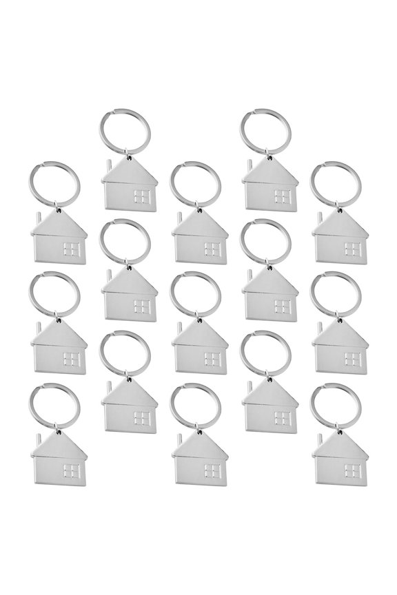 15Pcs Compact Silver Housewarming Keychain Zinc Alloy Keychain for Home