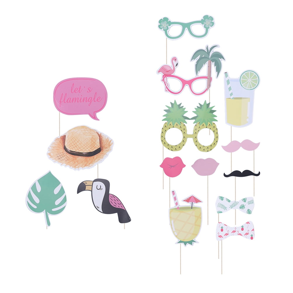 WORGEOUS 15 Pcs Luau Photo Booth Props Straws Party Supplies Ornaments Banquet