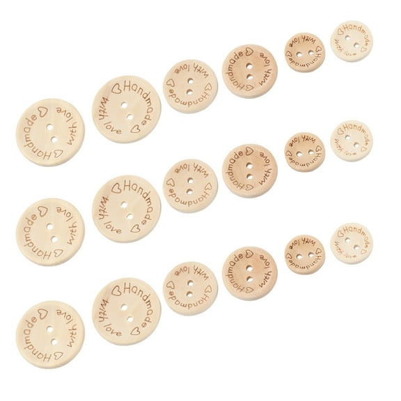 WORGEOUS 150pcs 2 Holes 15-25mm Diameter Buttons Wooden Bowl Shaped Fastener Carving Buttons Sewing Tools