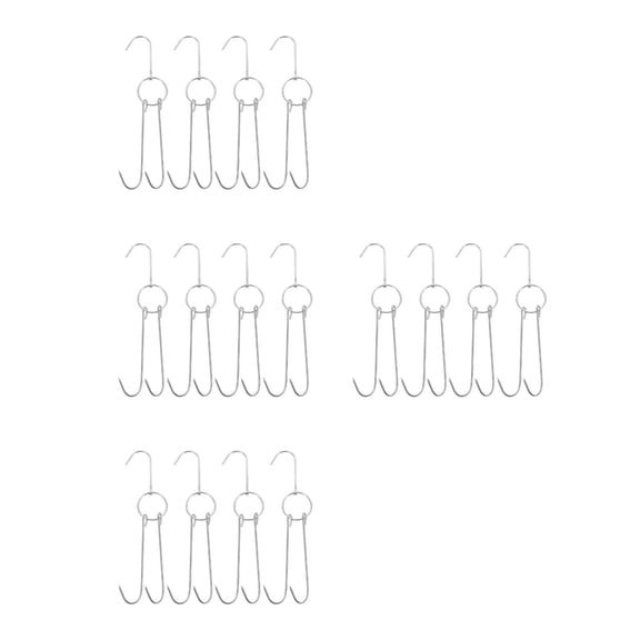 WORGEOUS 16 pcs Stainless Steel BBQ Hooks for Grilling and Butchering Double Meat Hooks Roast Hook Kitchen Meat Hook BBQ Grill Hanger