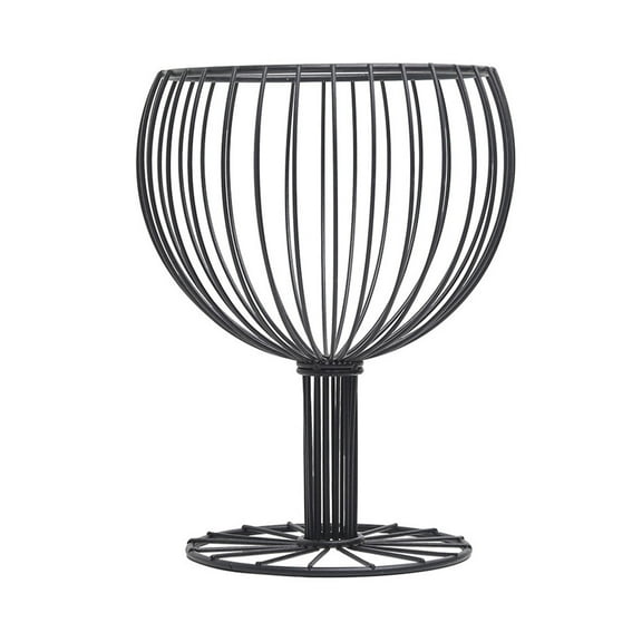 WORGEOUS 1PC Modern Multi-Functional Wire Fruit Basket with Glass Shape, Ideal Fruit Bowl for Kitchen, Home, Party - Black