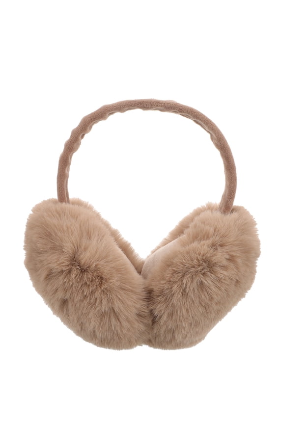 Light Brown Fuzzy Earmuffs for Women and Girls, Winter Ear Warmers, Soft Cozy Cold Weather Accessories
