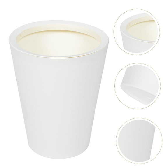 WORGEOUS 1Pack Trash Container Waste Storage Basket Round Garbage Can White Pp 11.4x9.24x9.24in Home Use