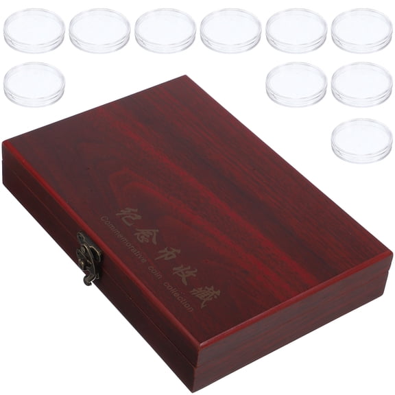 Raindrops Commemorative Coins Wood Container Lacquer 1 Set 9.04X5.89X1.97in