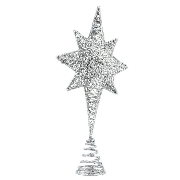GOOHOCHY Silver Iron Christmas Star Tree Topper Decor for Festive Holiday Celebrations 6.3 Inches