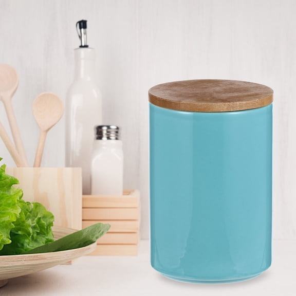 WORGEOUS 1Pcs Blue Ceramic Storage Can For Home Decor Sealing Jar 11.8X3.9X3.9In