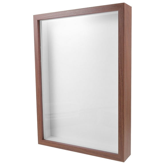 BESTYASH  1Pcs Light Brown Wooden Specimen Display Frame Rectangular Hollow Design Home Decor