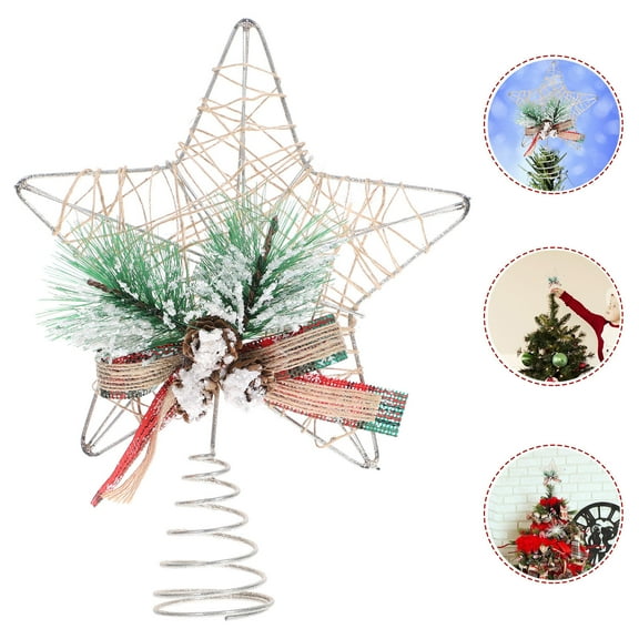 BESTYASH Small Tree Toppers Christmas Star Topper Ornament Green Iron 1Set