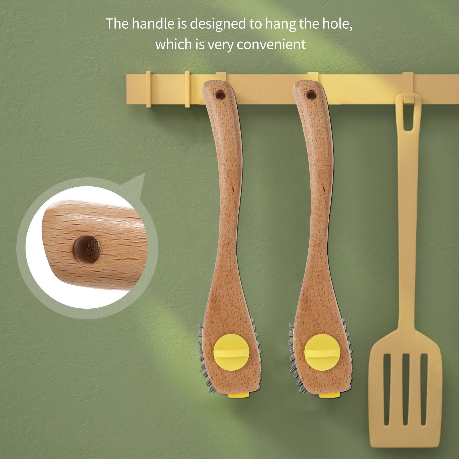 WORGEOUS 1Set Dish Scrubber Brush with Ergonomic Handle for Kitchen and Home Use