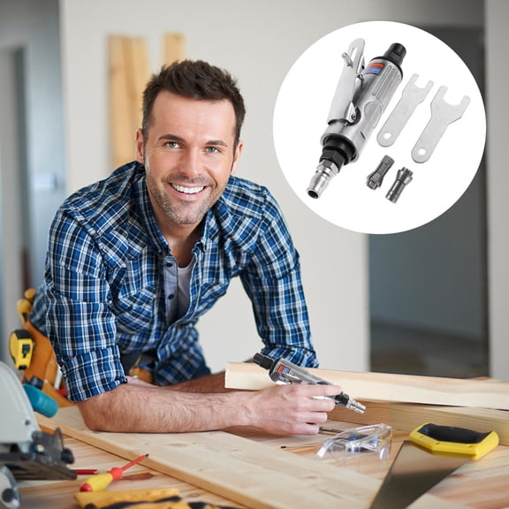 WORGEOUS 1Set Pneumatic Straight Die Grinder Iron Copper Steel for Industrial Use Professionals