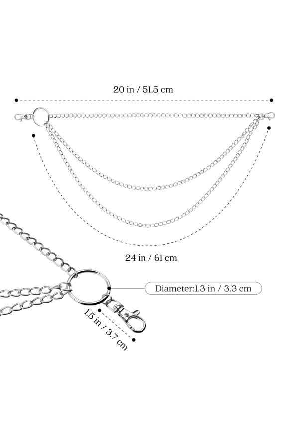 1Set Punk Cool Pants Jeans Chain Metal Waist Chain for Men and Women Silver