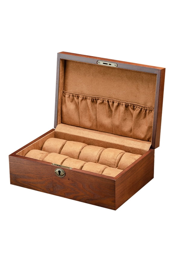 Brown Solid Wood Watch Box for Home Use 1Pcs 11.71X8.06X4.13in