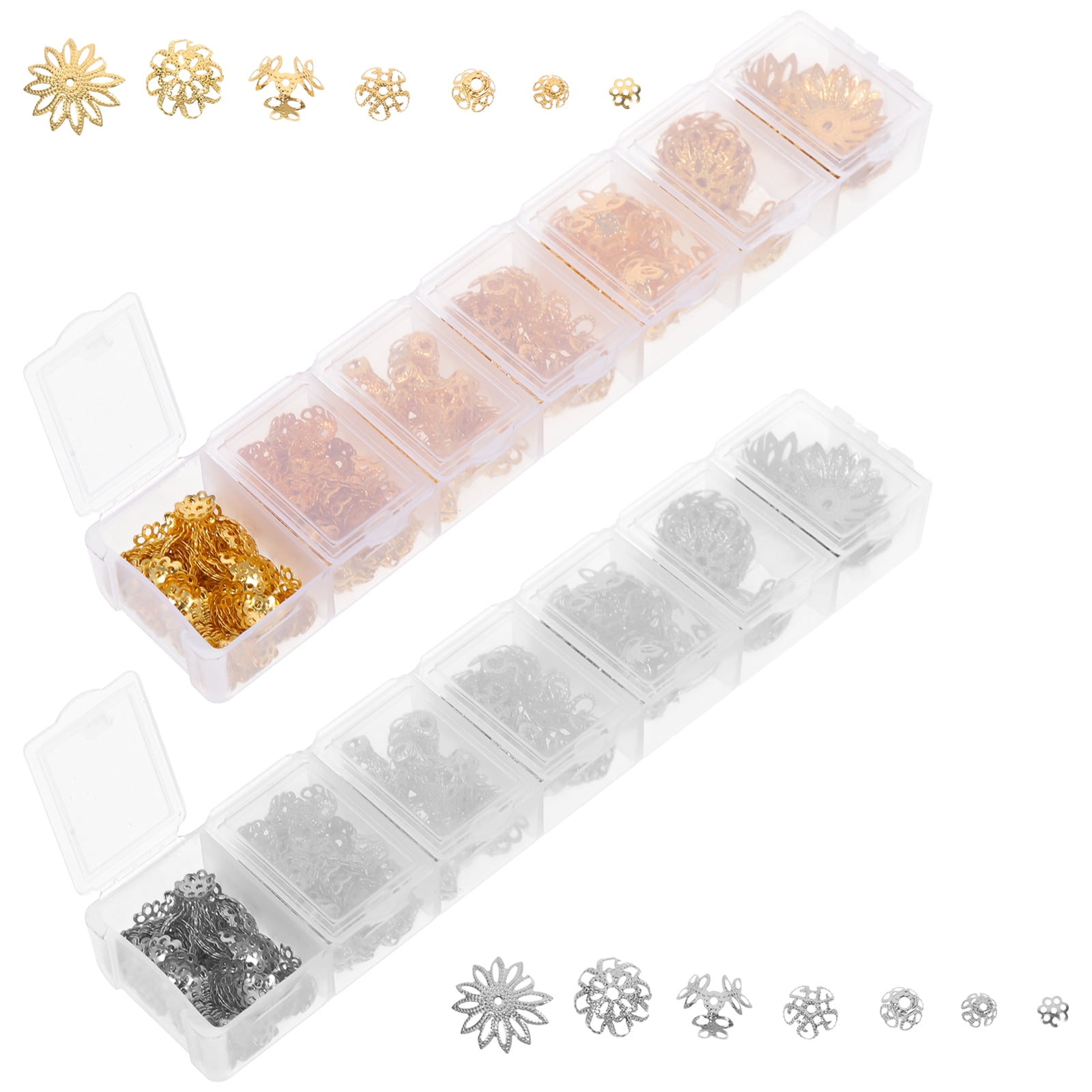Alloy Flower Bead Caps for Jewelry Making Assorted Color Strong and Durable 2 Boxes