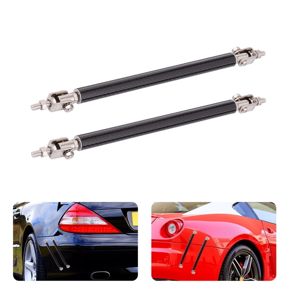 WORGEOUS 2 PCS Carbon Fiber Front and Rear Decorative Pull Rod Bars for Cars Automotive Tie Black