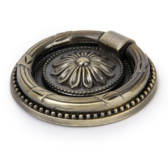 WORGEOUS 2 Pair of Kitchen Cabinet Drawer Pull Ring Handle Knob (Antique Brass)