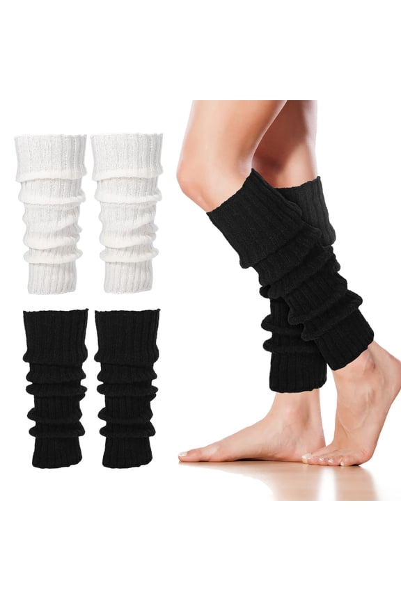 2 Pairs Winter Fleece Lined Leg Fluorescent Wool Socks