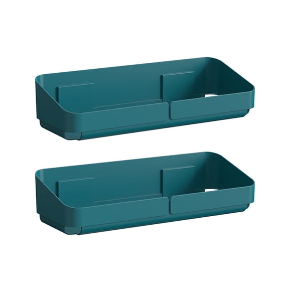 WORGEOUS 2 Pcs Boxes Wall Mounted Storage Shelf Bathroom Storage 31.5X12.5CM Blue