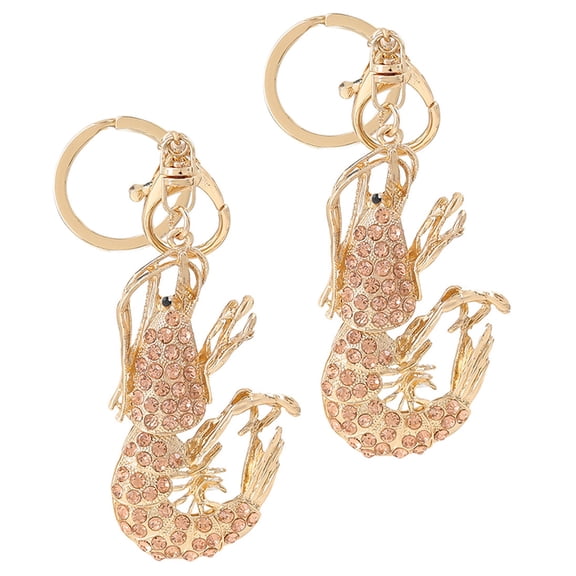 WORGEOUS  2 Pcs Decorative Key Chain Bag Pendant Keychain Rhinestone Plush Child Pink