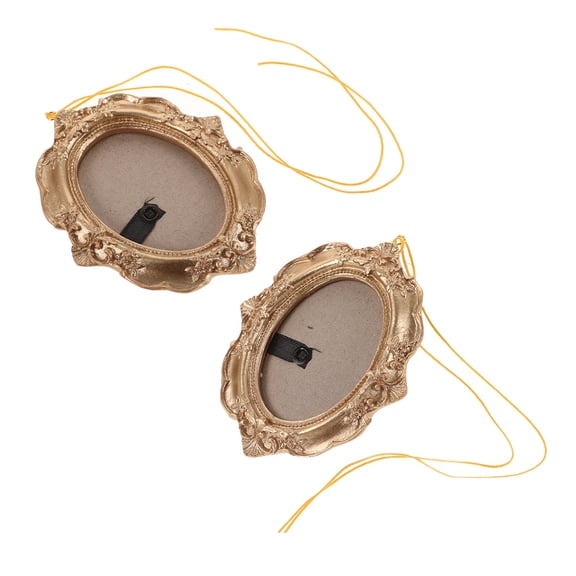 WORGEOUS 2 Pcs Home Decoration Pendant Window Blinds Vintage Photo Frame Miniature Picture Frames Golden