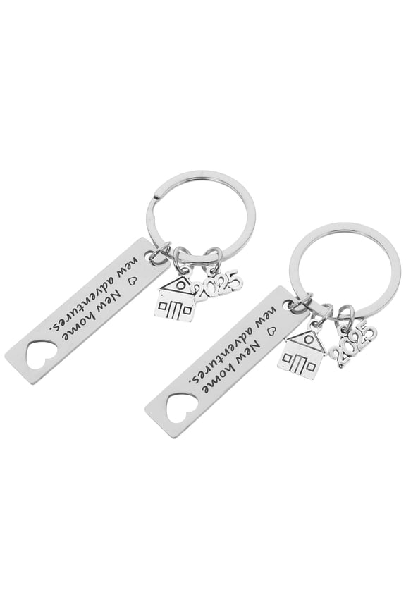 WORGEOUS 2 Pcs House Keychain Homeowner Gifts Three-dimensional Logo Folk Humidifier Sign Silver