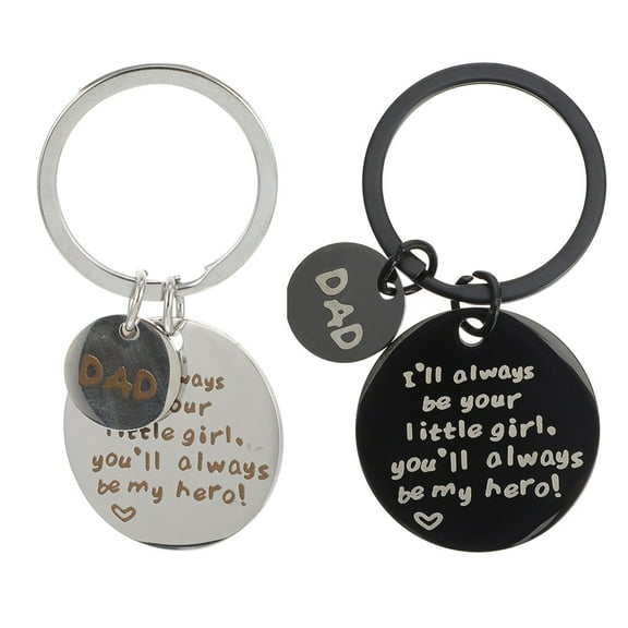 GETAJGHSD Round Black Keychain for Fathers and Dads, 2 Pieces, Metal Key 2.36x1.57x0.20 inches