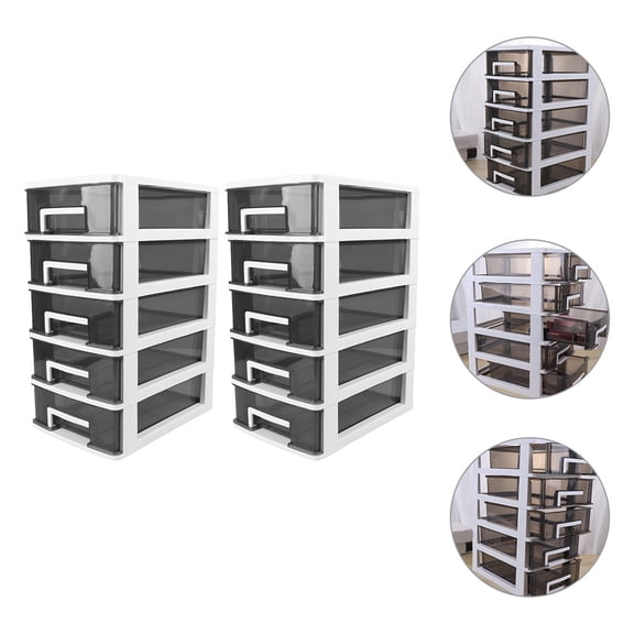 FUEENIRVA 2Pcs White Desk Storage Organizer Box with Multi Tier Drawer for Home and Office Use