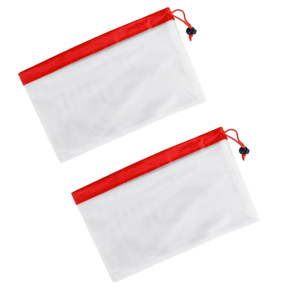 WORGEOUS 2 Pcs Mesh Laundry Bag for Farmers Market Reusable Bags Red