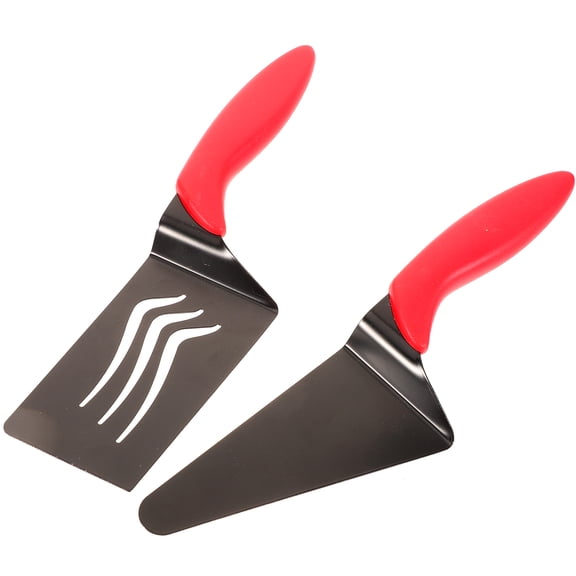 GOOHOCHY Baking Spatula Cake Turner Black 2Pcs 10.4x2.6in Stainless Steel ABS