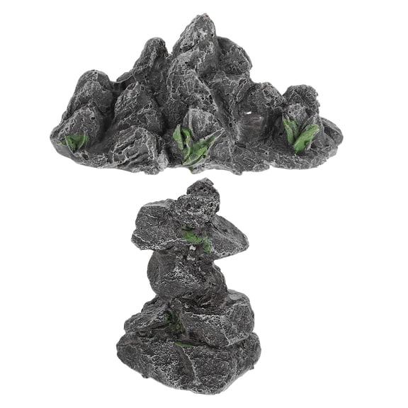 YSNOOWE 2Pcs Artificial Resin Rockery Figurines for Garden and Bonsai Decoration