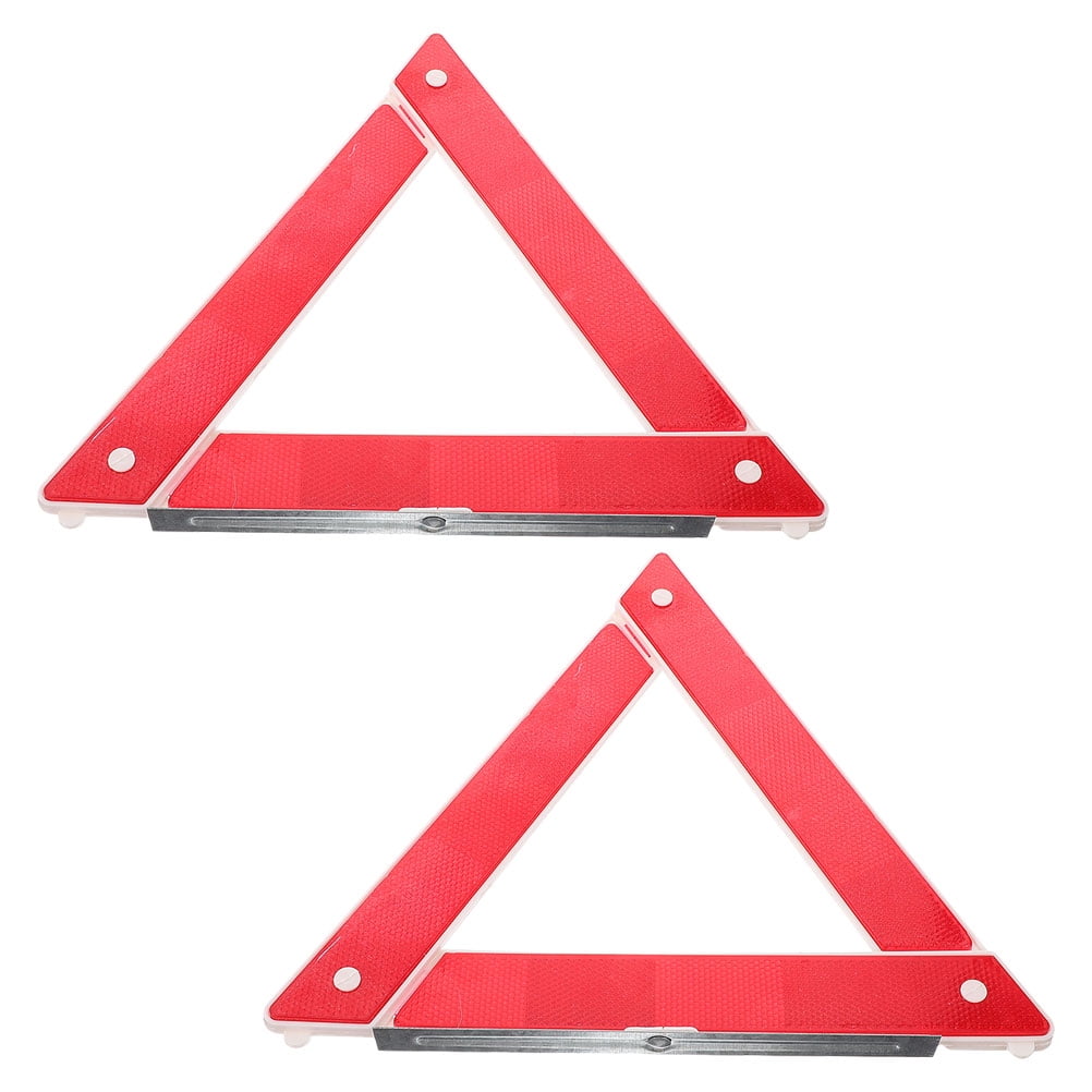 WORGEOUS 2 Pcs Reflective Sign for Car Emergency Warning Triangle Reflector Tripod Red