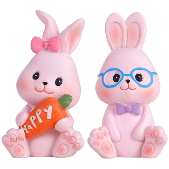 WORGEOUS  2 Pcs Small Rabbit Figurines Tiny Things Fake Bunny Miniature