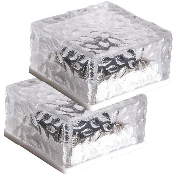 WORGEOUS  2 Pcs Solar Ice Brick Light Led Lamp Outdoor Landscape Decorative