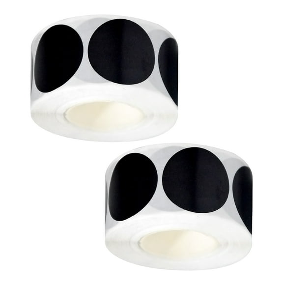 Worgeous 2pcs Black Circle Stickers Roll Sealing Dot Labels for Office and Classroom Permanent Adhesive, Blank Writing Labels for Spice Jars and Kitchen Pantry 25mm