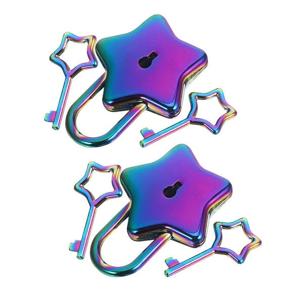 WORGEOUS 2 Pcs Star Shaped Padlock Mini Lock With Keys Metal Locks Diary Lock And Key Set For Luggage Handbag Diary Book Jewelry Storage Box