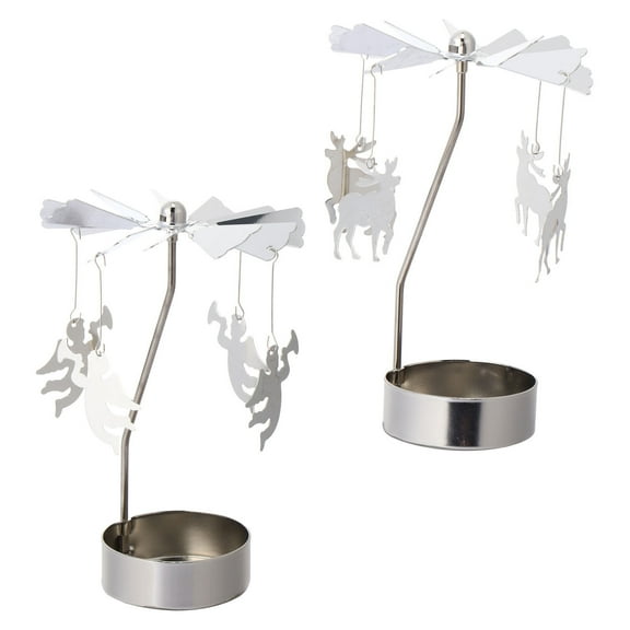 WORGEOUS 2 Pcs Tabletop Candle Stand Desktop Cool Lighters Spinner Silver