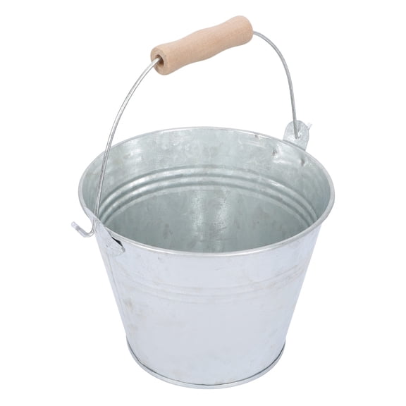 WORGEOUS 2-Pack Mini Metal Buckets with Wooden Handles, Decorative Iron Pails for Home, Garden, Outdoor Dcor and Storage
