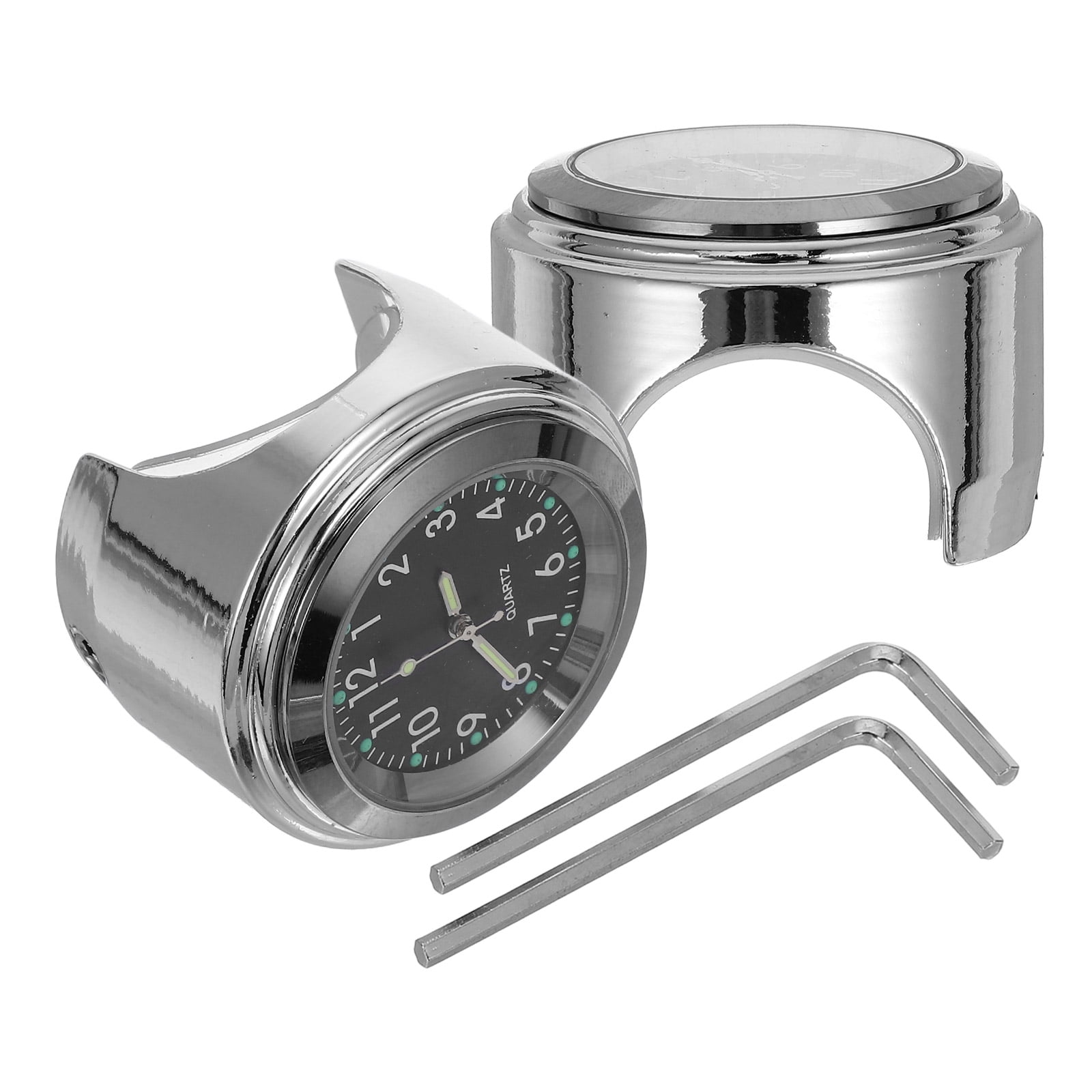 WORGEOUS 2 Pcs/set Motorcycle Clock and Thermometer Handlebar Dial