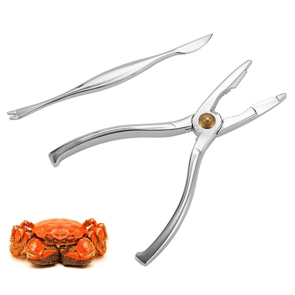 WORGEOUS 2 Pcs/set Sheller Tweezers Tackle Nutcrackers for Nuts The Lobster Silver
