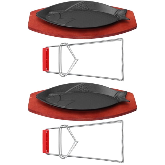WORGEOUS 2 Sets Barbecue Plate Portable Barbecue Grill Creative Baking Iron Fry