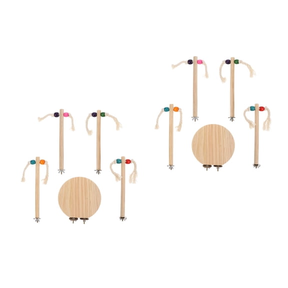 WORGEOUS 2 Sets Bird Parrot Toy Wooden Bird Standing Pole Platform Perch Cage Toy