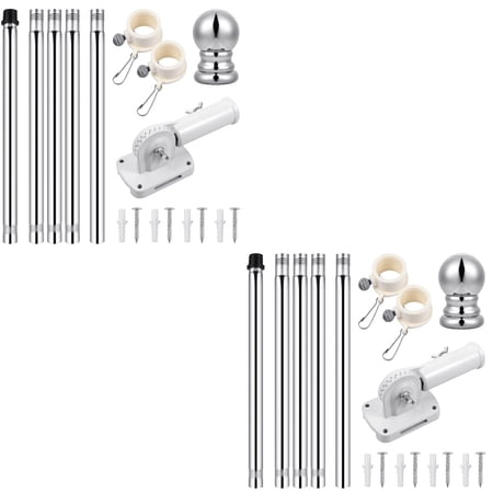 WORGEOUS 2-Pack Adjustable Detachable Alloy Flagpole Kit with Mounting Brackets for Outdoor Yard, Garden, and Home Flag Display