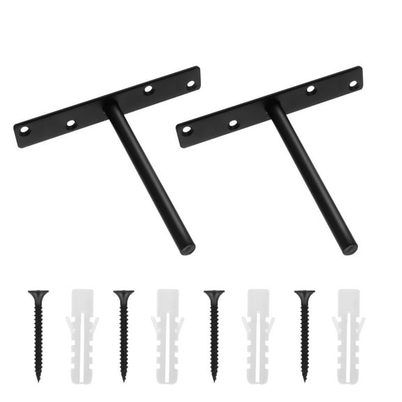 WORGEOUS 2 Sets Floating Shelf Bracket Awning Brackets Heavy Duty Shelving Supports Keyhole Hanger Black