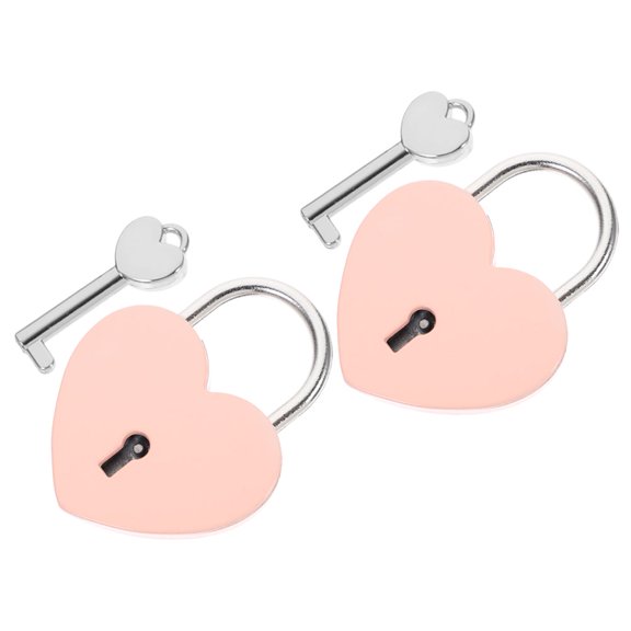 WORGEOUS 2 Sets Heart Lock Padlock Lockers Combination Small Travel Pink