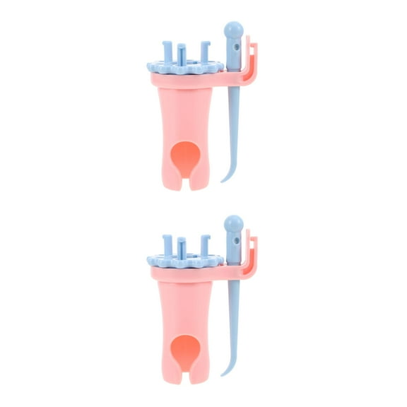 WORGEOUS 2 Sets Knit Spool Loom Set Knitted Knitting Weaving Tools with Crochet Hook for DIY Tube Scarf Strap, Blue