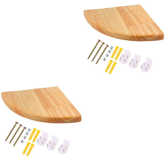 WORGEOUS 2 Sets  of Wood Corner Shelf Wall Mounted Bedroom Corner Storage Rack Corner Shower Shelf