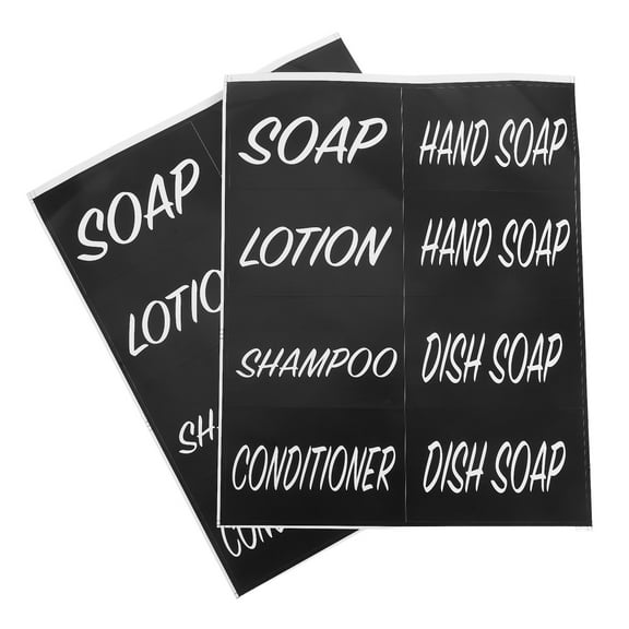 WORGEOUS 2 Sheet Adhesive Bottle Labels for Bathroom Hand Soap and Lotion Shampoo Conditioner Soap Dispenser Labels Bathroom Soap Dispenser Organization