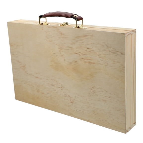 WORGEOUS 2 pcs Household Wooden Art Tool Box Paint Art Storage Suitcase Watercolor Oil Pen Case