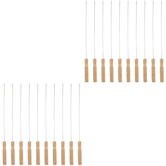 WORGEOUS 20 Pcs  BBQ Barbecue Round Kabob Skewers Grilling Fork with Wooden Handle
