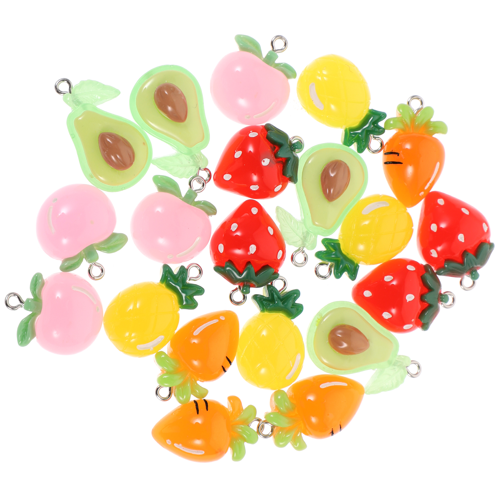 WORGEOUS 20 Pcs Resin Pendant Peach Miniature Fruit Vegetable Theme ...
