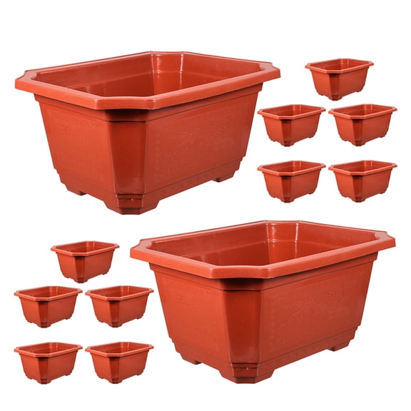 FUEENIRVA 20Pcs Red Plastic Bonsai Pots Indoor Windowsill Planter Box with Permeable Design